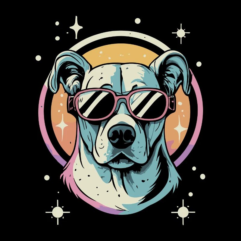 Chemise Labrador de l’espace rétro oeuvre colorée