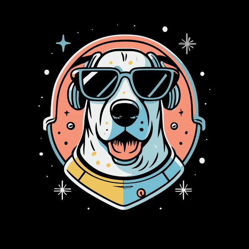 Chemise Labrador de l’espace rétro oeuvre colorée