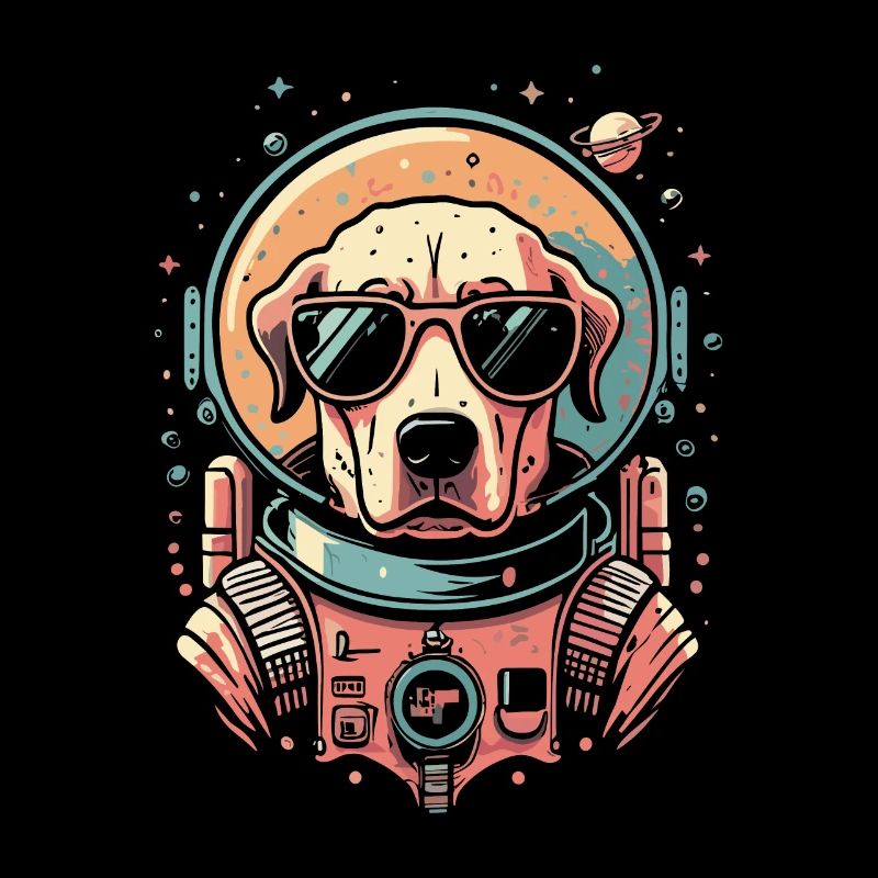 Retro Space Labrador Shirt Colorful Artwork