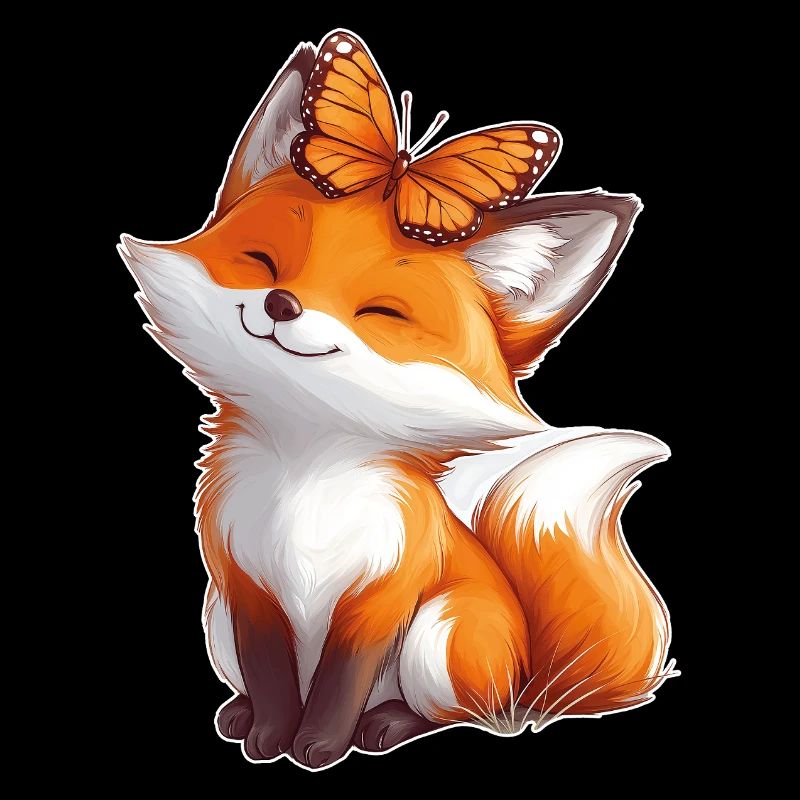 Renard avec papillon