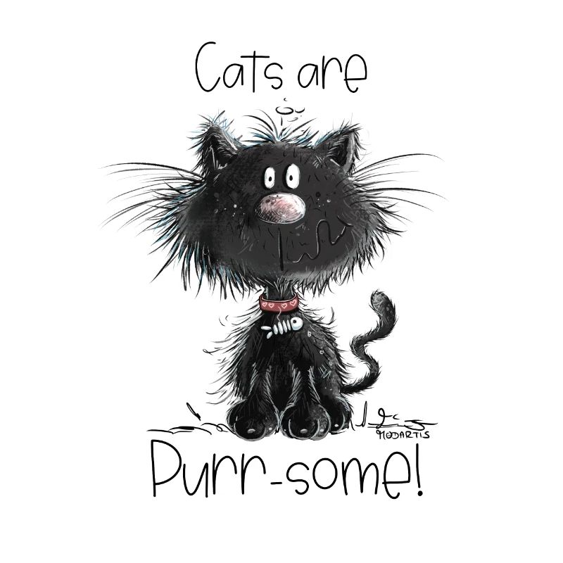 Drollige Schwarze Katze Mit Katzen Spruch