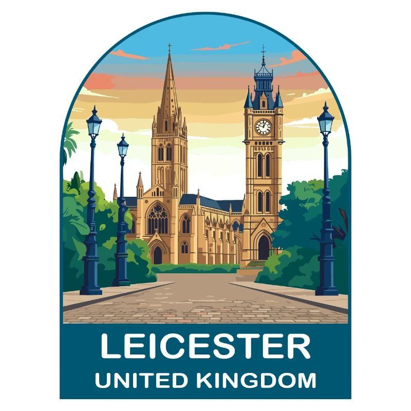 Conception d’affiche de voyage Leicester Skyline UK