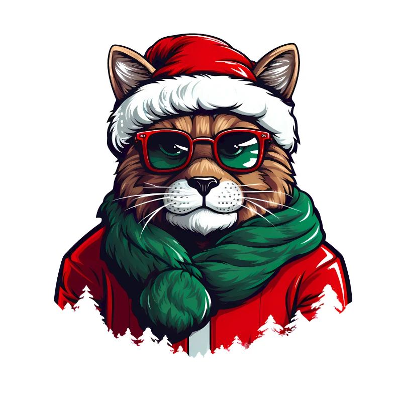 Chat de Noël cool avec des lunettes de soleil