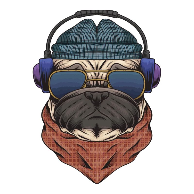 Cooler Mops DJ mit Kopfhörergeschenk für DJs oder Mops
