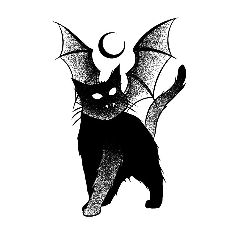 Dark Cat 666 Dotwork Kunst