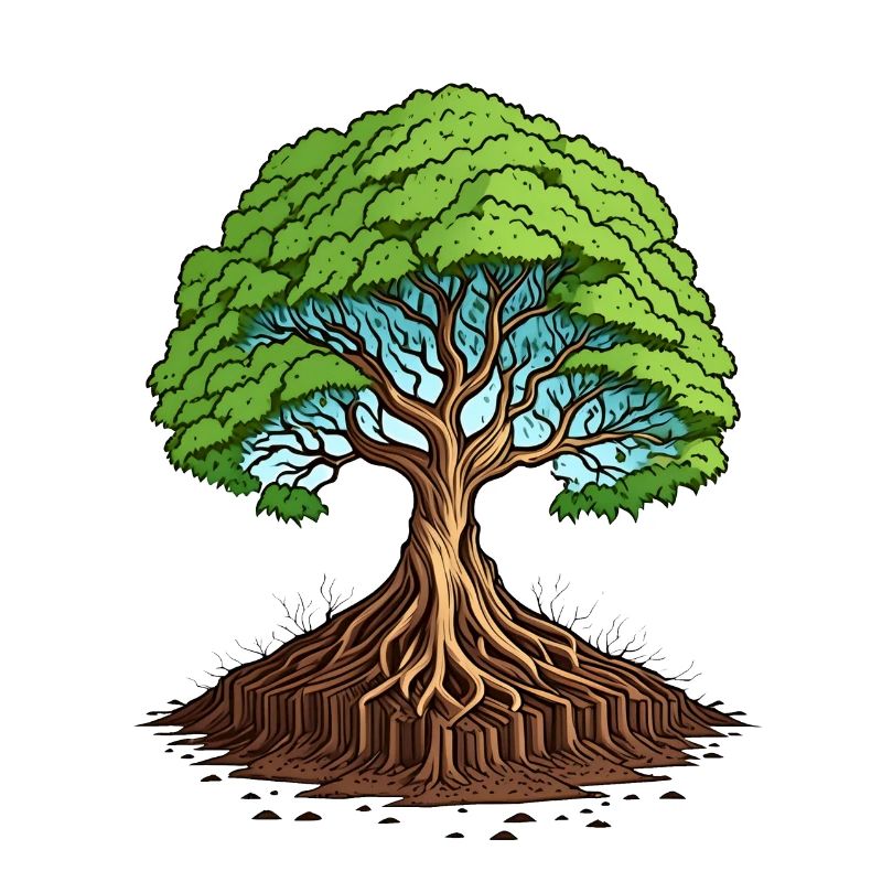 A big tree with roots
