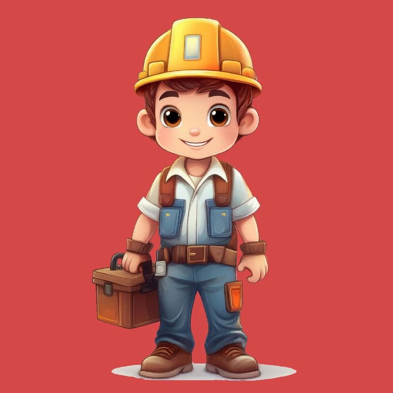 A construction worker with a toolbox