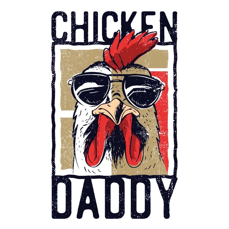 Conception drôle de papa de poulet pour le coq dans le panier