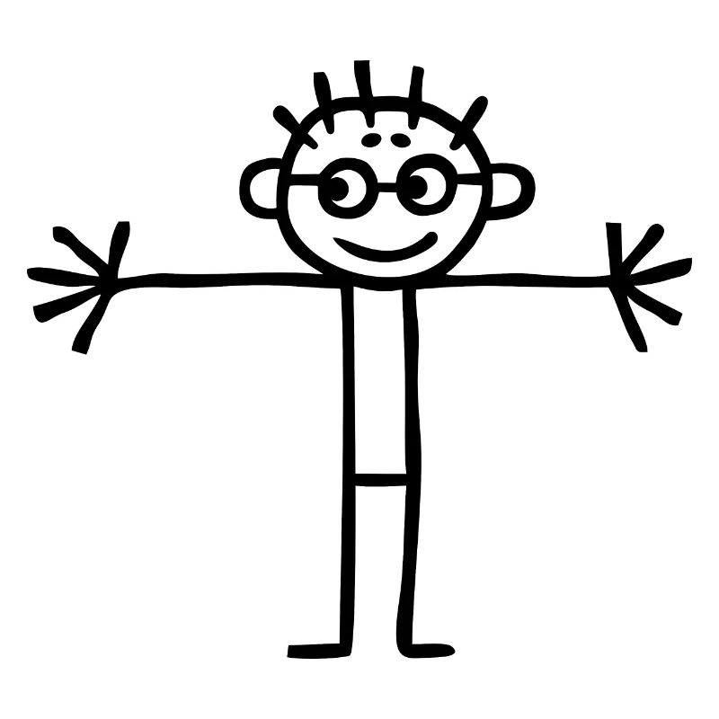 Kinderbild Strichmännchen Junge Bub Schulkind