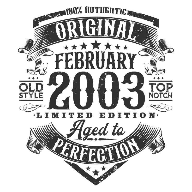 Février 2003 Année Anniversaire Retro Cadeau