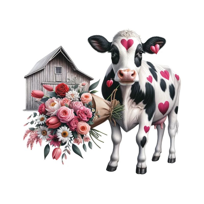Patchs coeur de vache Saint-Valentin ferme amour