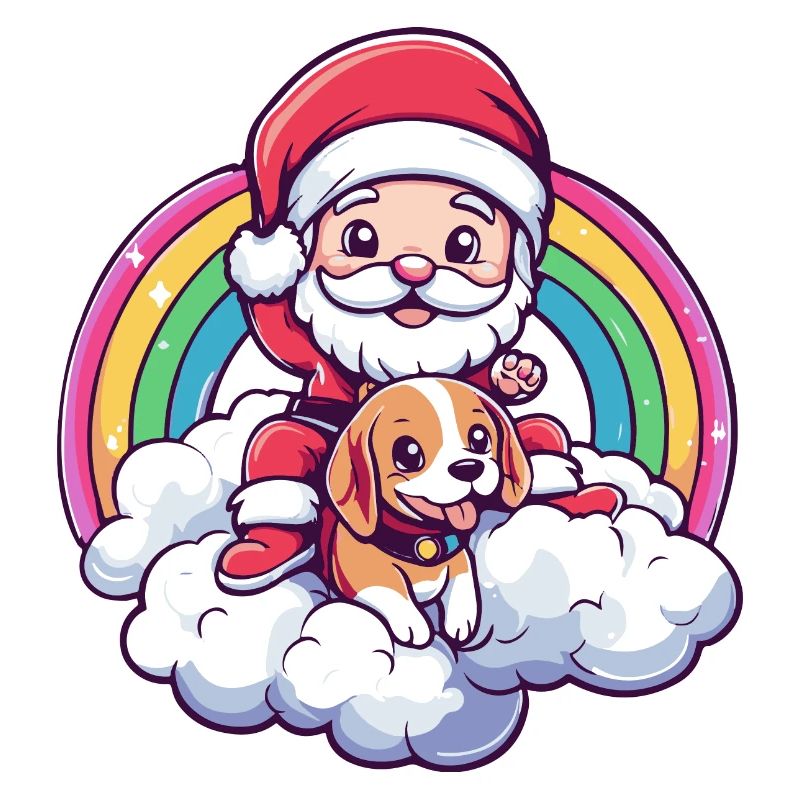Beagle Hund Weihnachtsmann Regenbogen