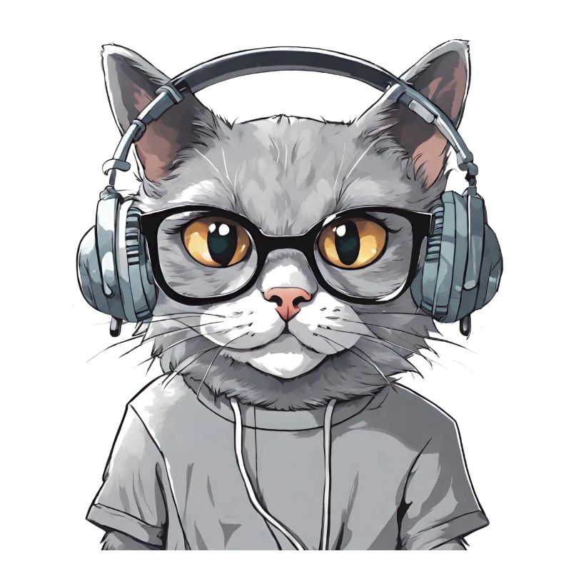 Chat gris developpeur web