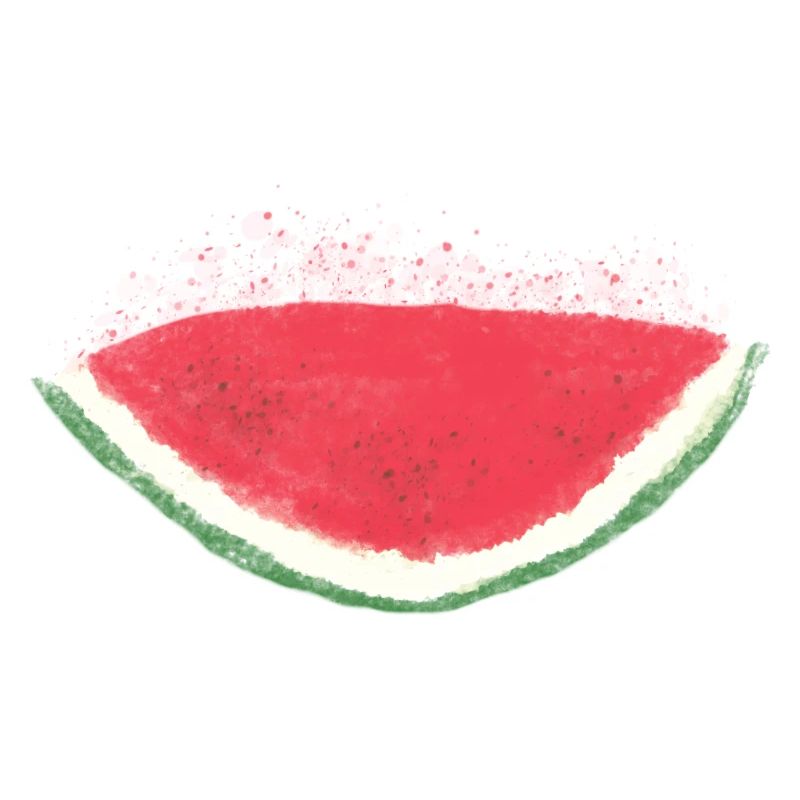 Melon, pastèque, aquarelle