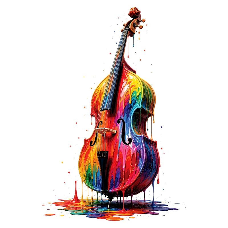 Kontrabass mit tropfender Farbe