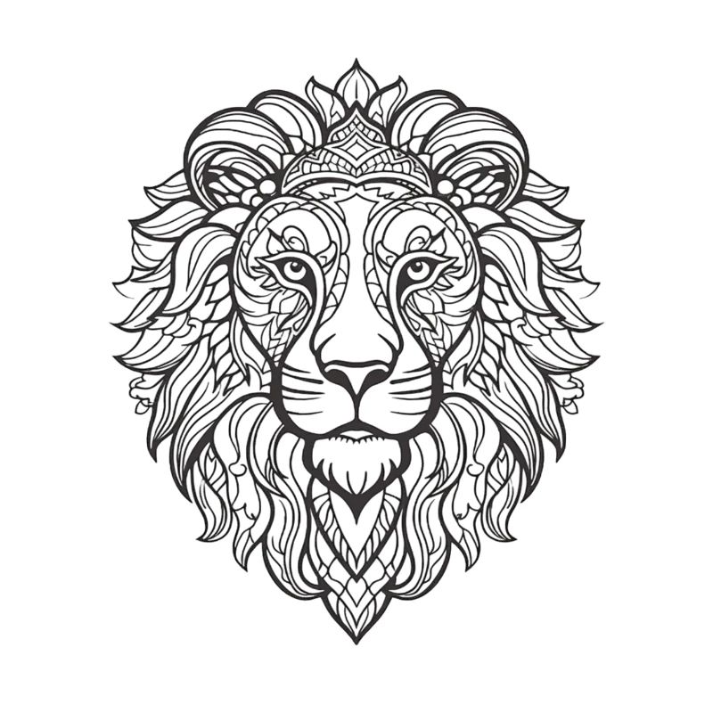Detailed Lion Face Pattern