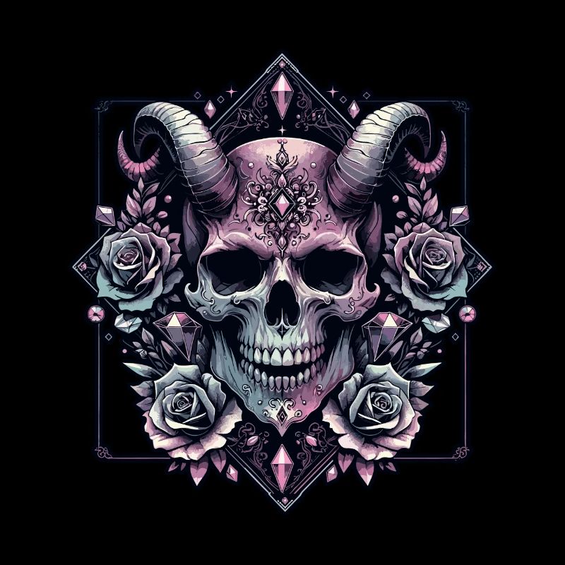 Pastel Goth esthétique Dark Skull Design