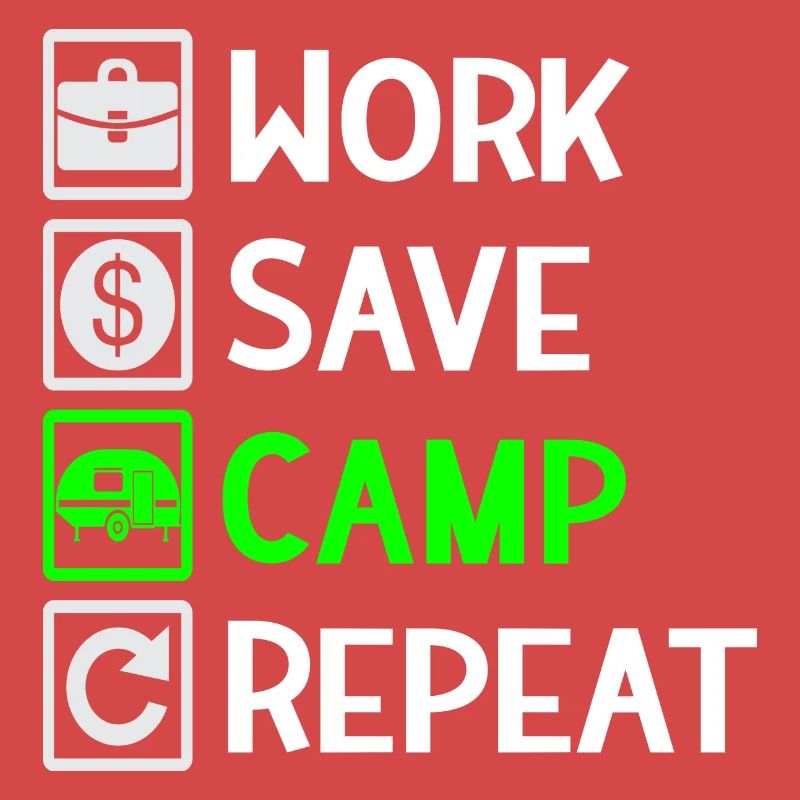 Work, Save, Camp, Repeat - Camping Spruch