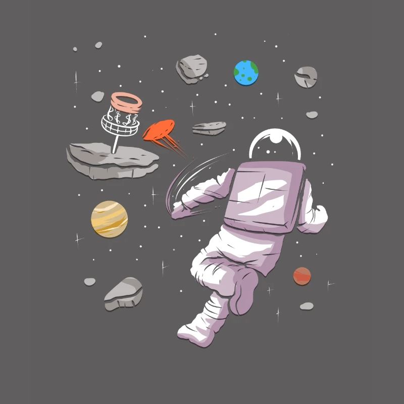 Astronaute de golf de disque dans la conception de golfeur de disque spatial