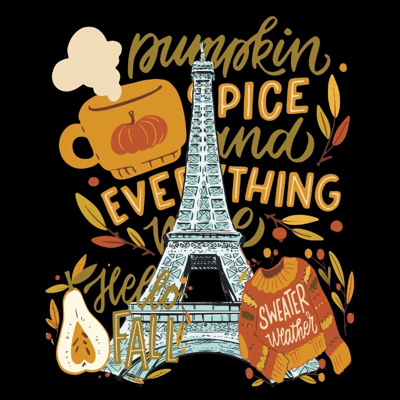 Paris Hallo Herbst Kürbisse auf Eiffelturm Herbst