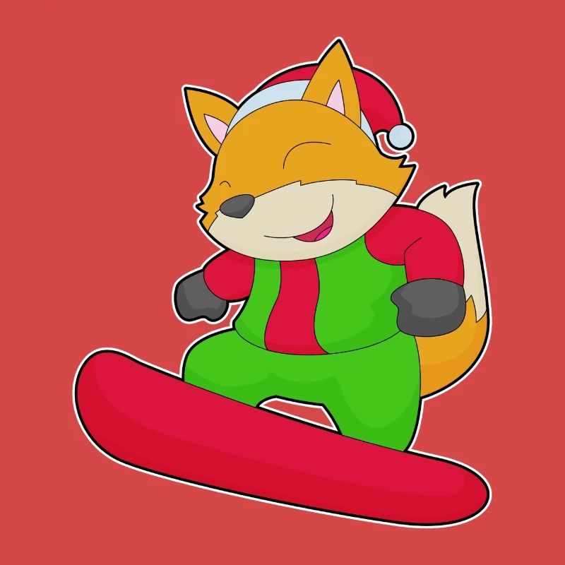 Fuchs Weihnachten Snowboard