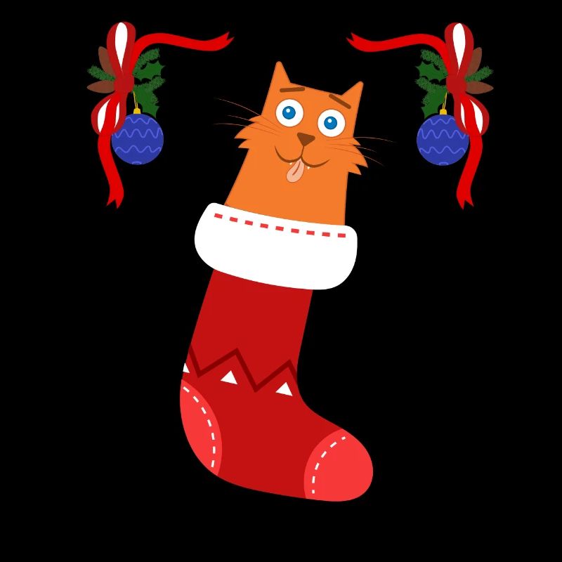Chat Noël Cadeau Noël Bébé Bas