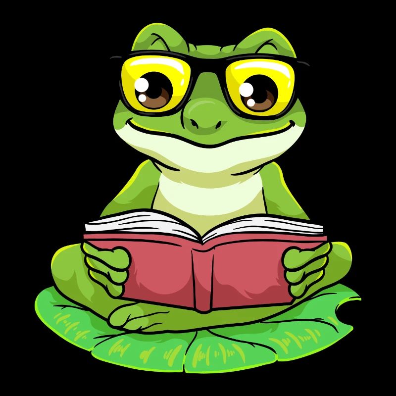Frog as a nerd with glasses & book