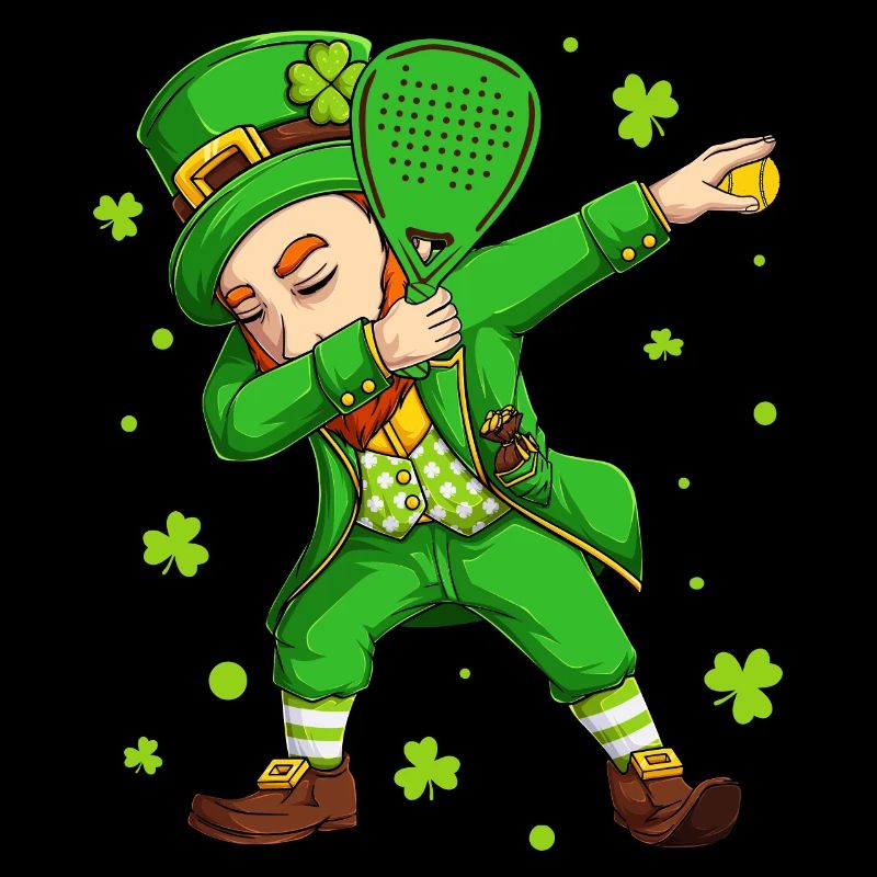 Padel Tennis Dabbing Leprechaun St Patrick Day