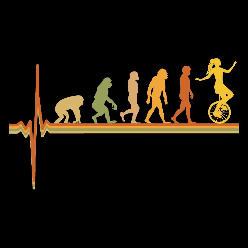 Einrad EKG Puls Herzschlag Retro Evolution