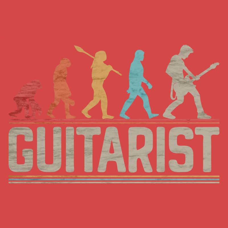 Evolution der Rockmusik des Gitarristen oder Bassisten