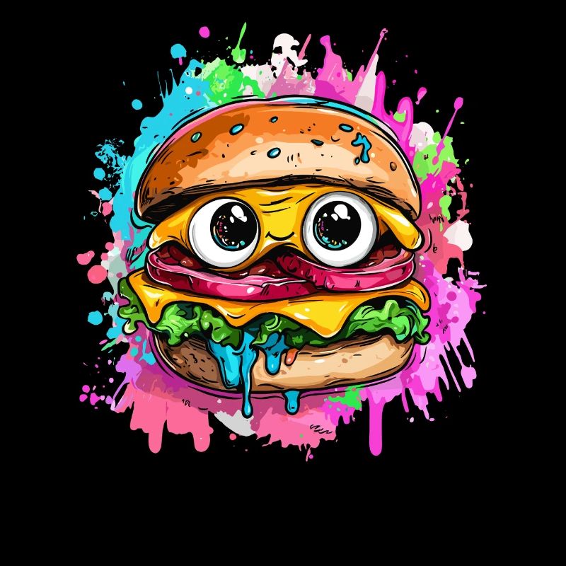 Burger mit Comic-Gesicht