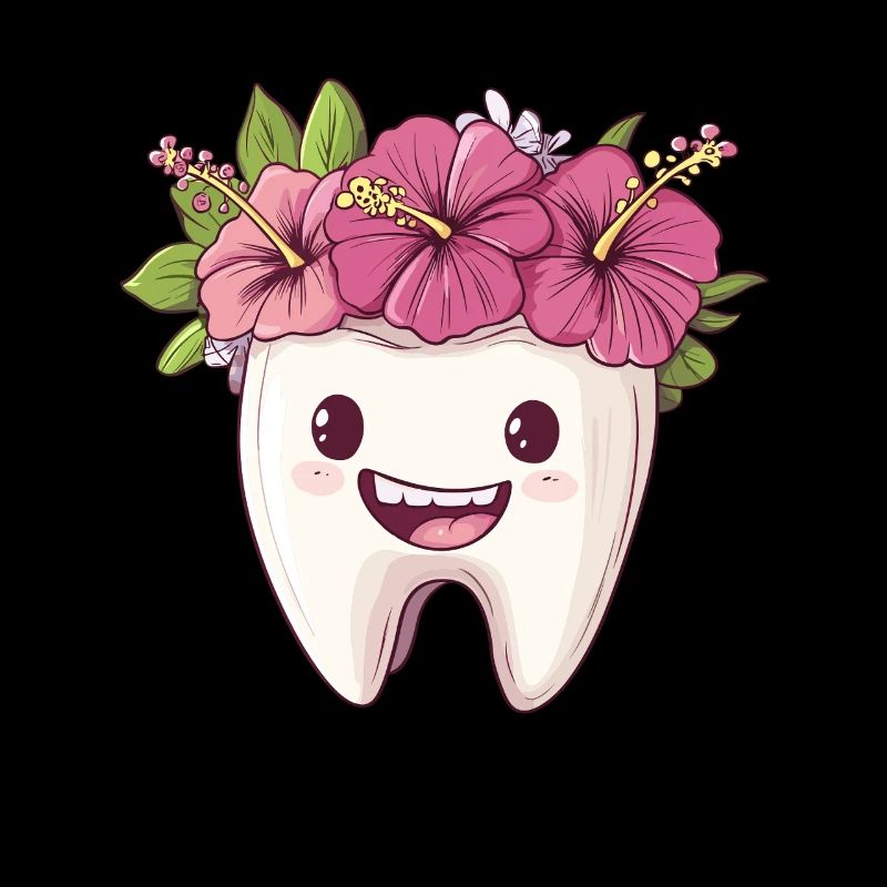 Tooth with hibiscus