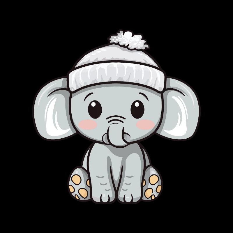 Elephant Winter Animal Cute Comic
