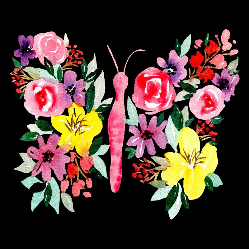Papillon coloré avec des fleurs