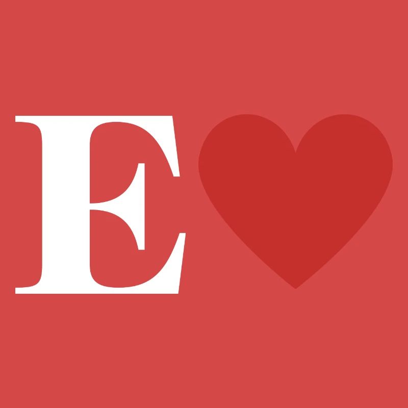 Letter e red heart