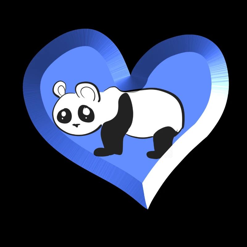 blauer Panda cartoon herz liebe bär