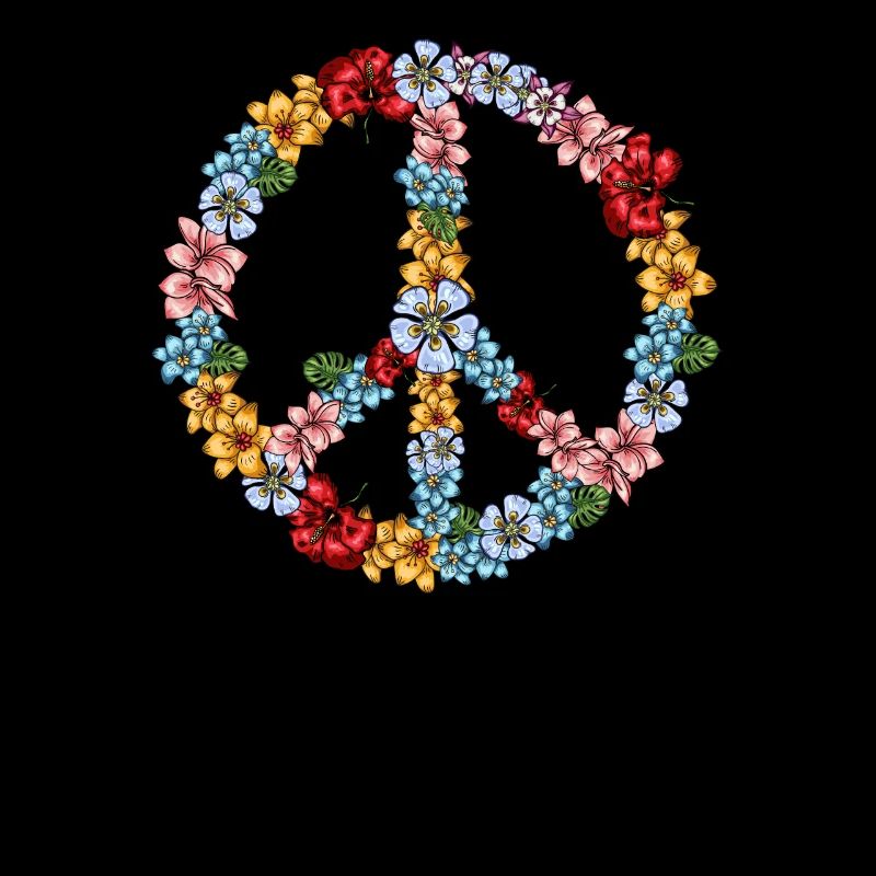 Hippie signe de paix fleurs 60s 70s
