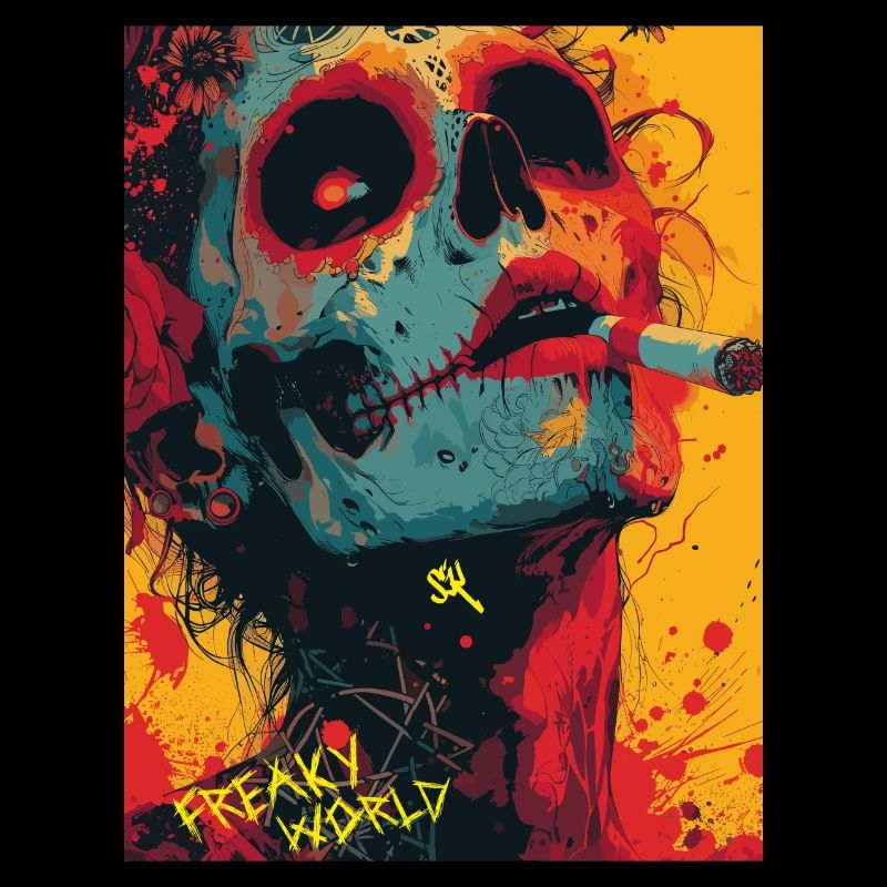 Smoking Skull, Totenkopf mit Zigarette