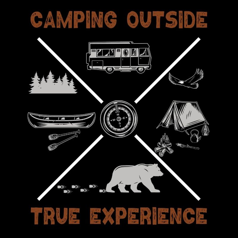 Camping Outside Camper Vintage