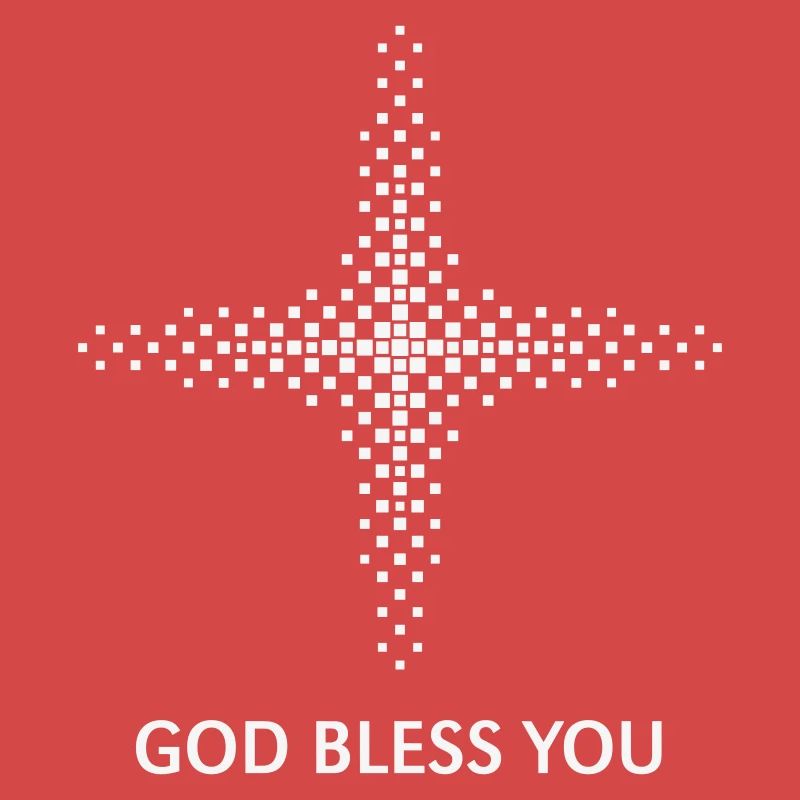 God Bless You (Religion / Cross / Squares / White)