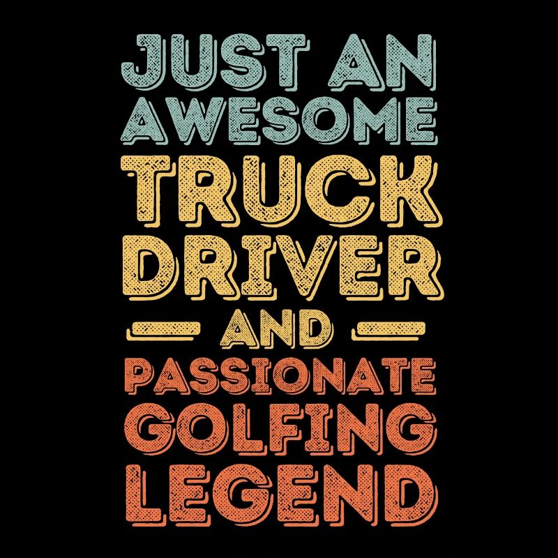 Truck driver golfing retro
