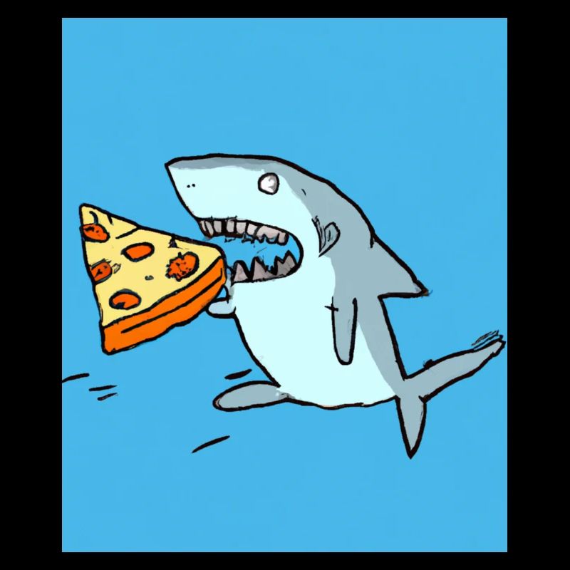 Weißer Hai Haifisch Isst Pizza