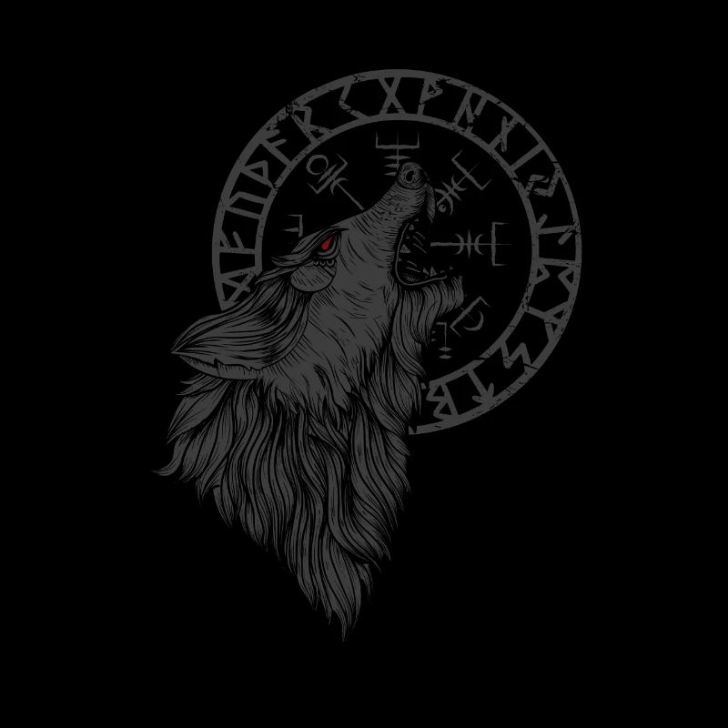 Wikinger Wolf Viking Compass Geri Freki Vegvisir