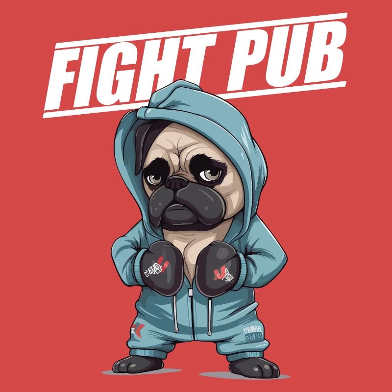 Fight Pub Mops mit Boxhandschuhen Boxer