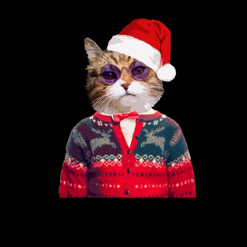 Chat dans le pull de Noël laid