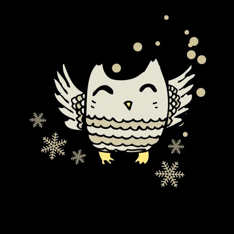 Herzige Eule mit Schneeflocken