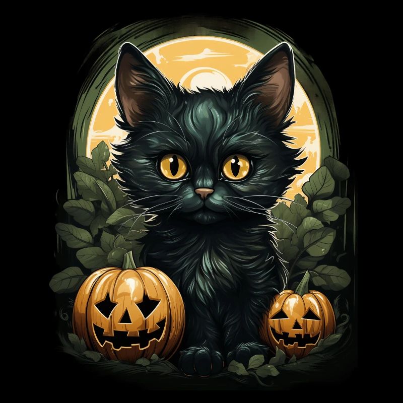 Black Cat Halloween Pumpkin - Cat