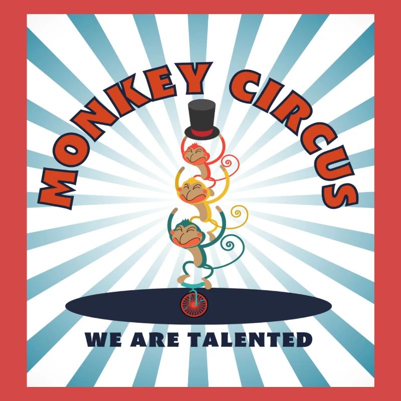 Monkey Circus - blue white