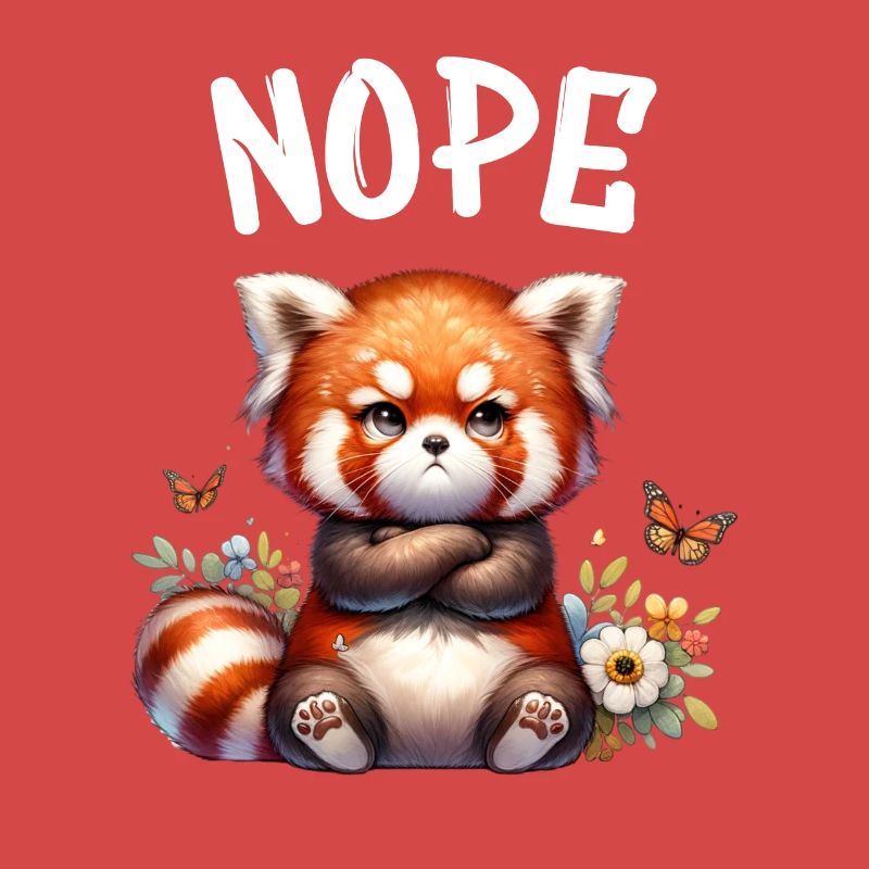 Red Panda Funny Saying Nope Fire Fox