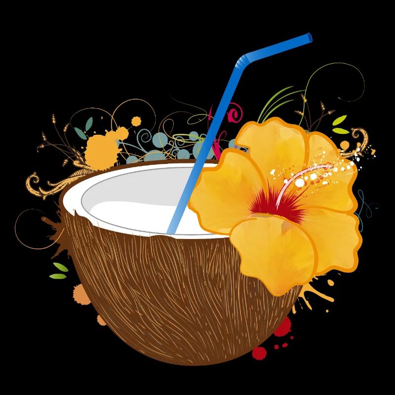 Exotic coconut cocktail with hibiscus